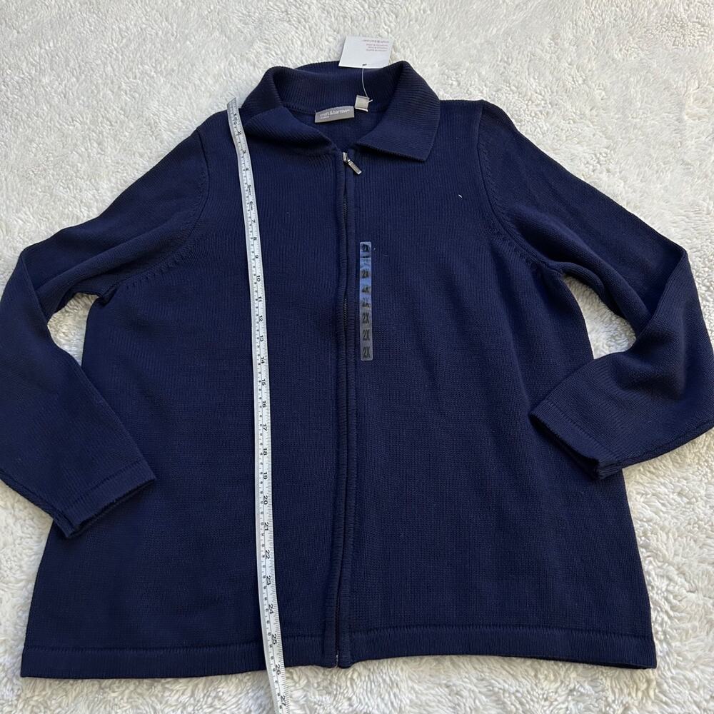 NWT Croft & Barrow Womens Sz 2XL Full Zip Navy Casual Sweater Knit Teacher Soft - Picture 5 of 7